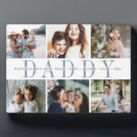 Custom Daddy Father's Day Photo Collage Plaque<br><div class="desc">Create a sweet gift for a beloved dad this Father's Day or at the holidays with this six photo collage plaque. "DADDY" appears in the center in soft blue lettering,  with your custom message and children's names overlaid.</div>