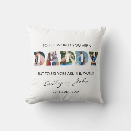  Custom Daddy Fathers Day Photo Collage Throw Pillow