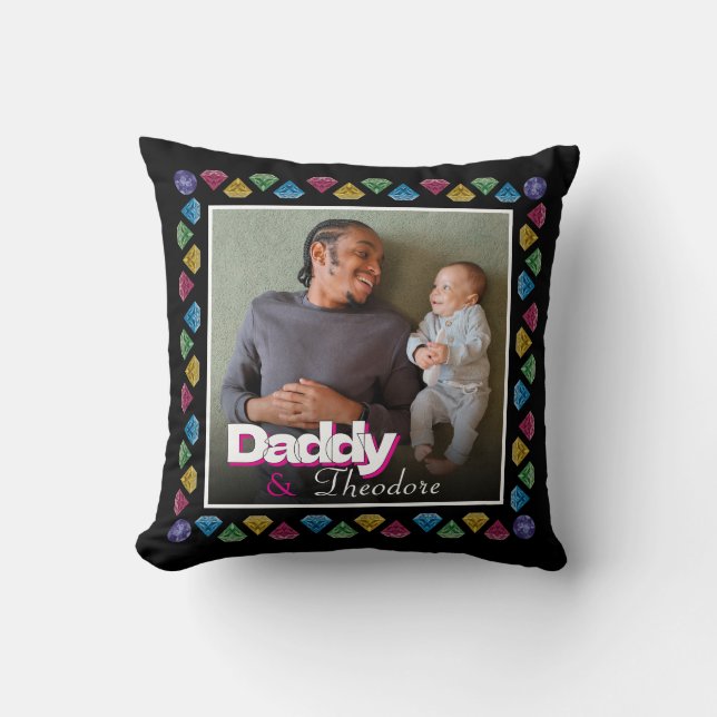 Custom Daddy & Kid Photo Keepsake – Personalized Throw Pillow (Front)