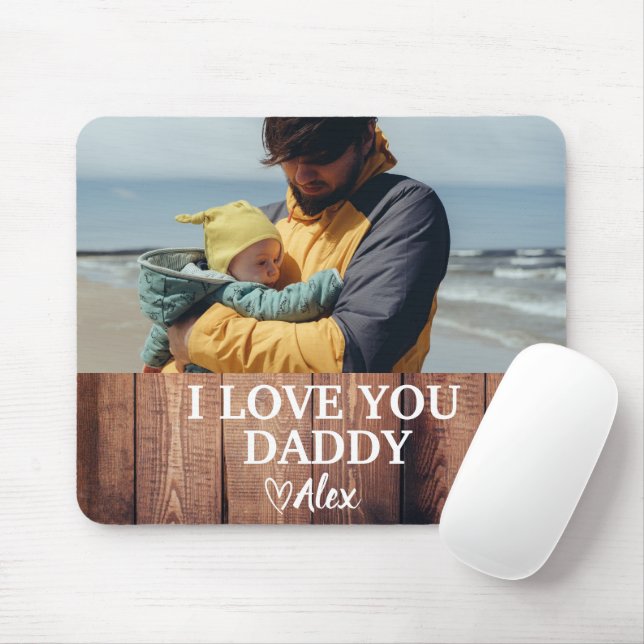 Custom Daddy  Mouse Pad, I Love You Daddy Photo Pad (With Mouse)