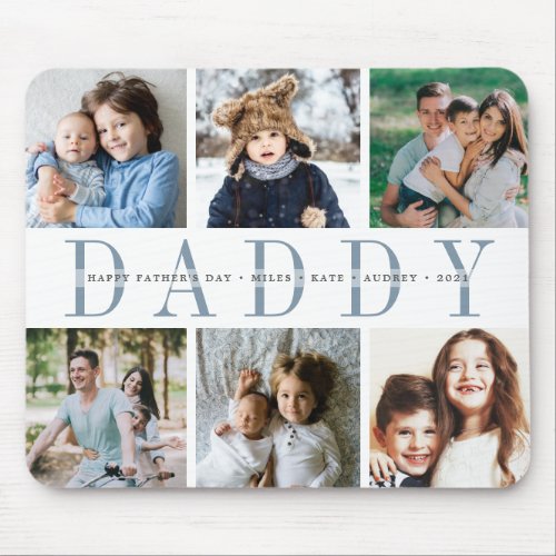 Custom Daddy Photo Collage & Kids Names Mouse Pad