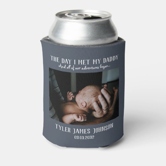 Custom Daddy Photo First Father's Day  Can Cooler (Can Back)