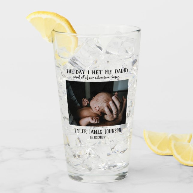 Custom Daddy Photo First Father's Day Glass (Front Ice)