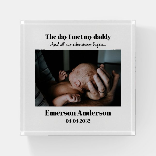 Custom Daddy Photo First Father's Day  Paperweight (Front)
