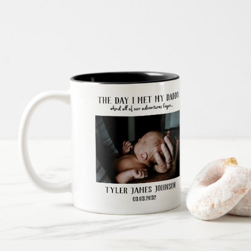 Custom Daddy Photo First Fathers Day   Two_Tone Coffee Mug