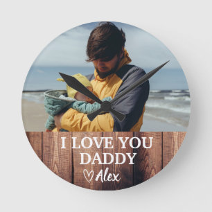 Custom Daddy Round Clock, I Love You Daddy Photo Clock
