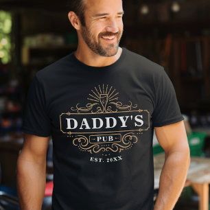 Custom Daddy's Pub Home Bar Year Established T-Shirt