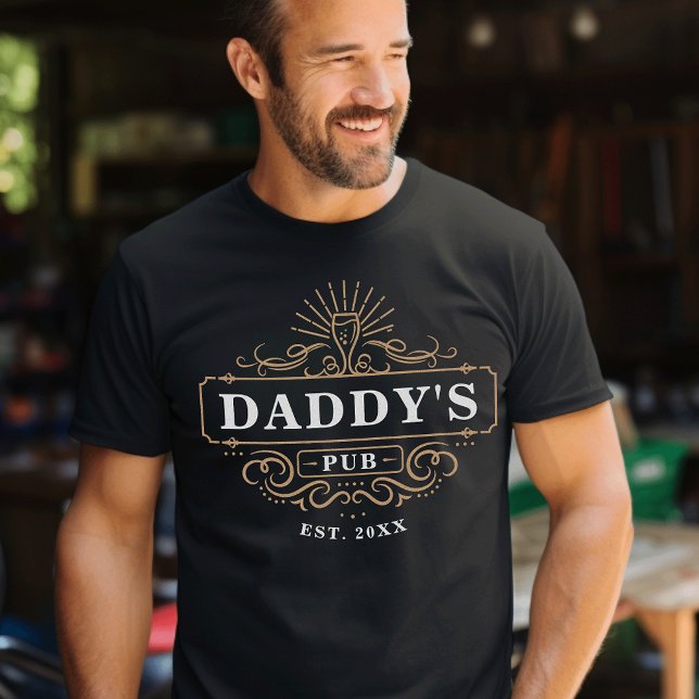 Custom Daddy's Pub Home Bar Year Established T-Shirt (Creator Uploaded)