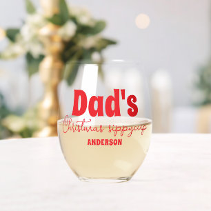 Custom Dad's Christmas Sippy Cup Stemless Wine Glass