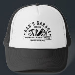 Custom Dads Garage Funny Mechanic Dad Trucker Hat<br><div class="desc">Custom Dad's Garage Shirt with Kids’ Names and Year! Perfect for the handy dad who fixes everything. A fun,  personalized gift for Father’s Day,  birthdays,  or your favorite DIY legend.</div>