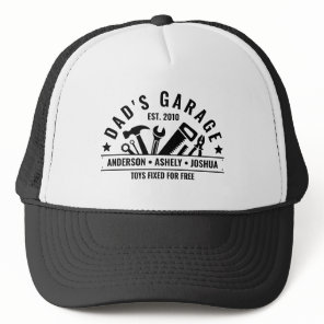 Custom Dads Garage Funny Mechanic Dad Trucker Hat