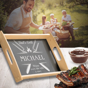 Custom Dad's Grill Father's Day  Serving Tray