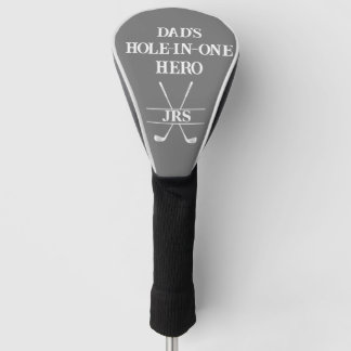 Custom Dad's Hole-in-One Hero Initials Grey&white Golf Head Cover