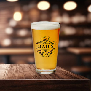Custom Dad's Pub Year Established Glass