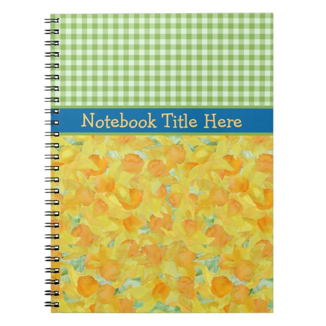 Custom Daffodils and Check Gingham Notebook (Front)