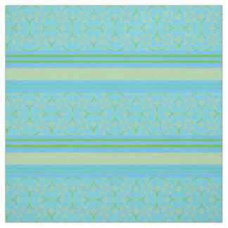 Custom Daffodils Stripes on Sky Blue Pattern Fabric