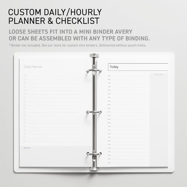 Custom Daily Undated Planner Mini Binder Sheets Stationery (Editable Mini Binder Planner Insert Daily Undated Schedule Sheet for flexible Time Management Tool)