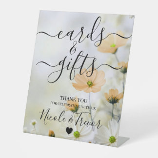 Custom Dainty Orange Flowers Cards & Gifts Pedestal Sign
