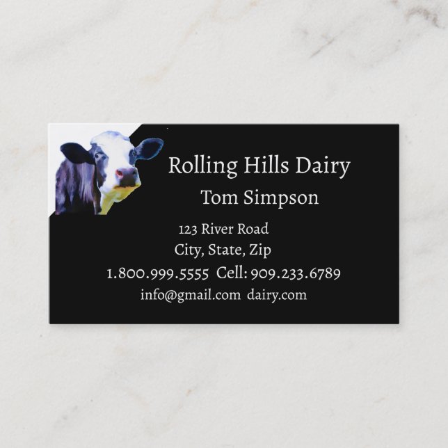 Custom Dairy Farm Cow Milk Business Card (Front)