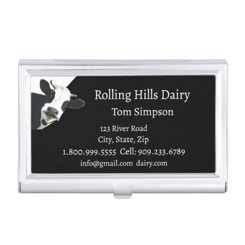 Custom Dairy Farm Cow Milk Fun Holstein  Business Card Case