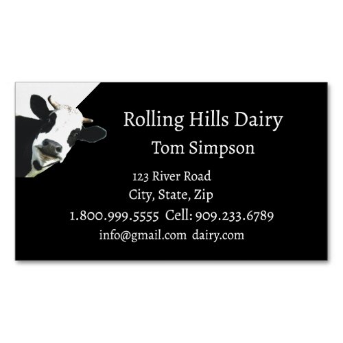 Custom Dairy Farm Cow Milk Fun Holstein   Business Card Magnet
