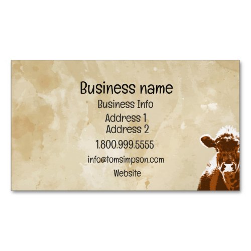 Custom Dairy Farm Cow or Organic Beef Business Card Magnet