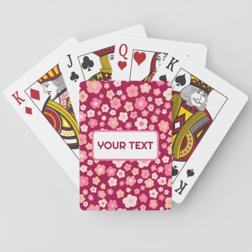 CUSTOM Daisies Retro Floral Pattern Pink Red Playing Cards
