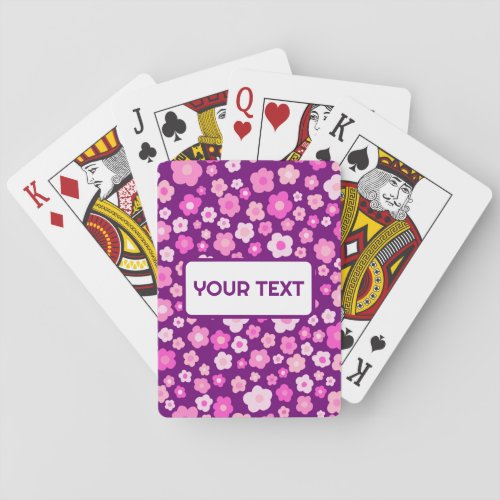 CUSTOM Daisies Retro Floral Pattern Purple Bold Playing Cards