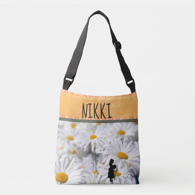 Custom Daisy Flower Girl Crossbody Bag (Front)