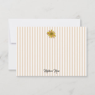 Custom Daisy Painting Stripe Preppy Thank You Card
