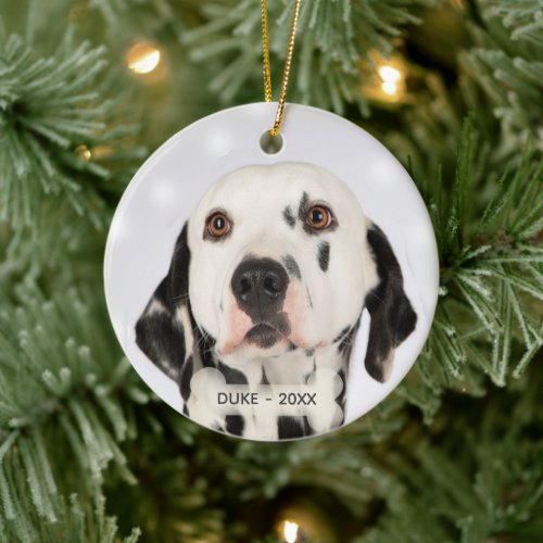 Custom Dalmatian Dog Photo Ceramic Ornament