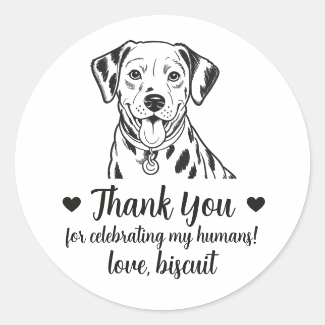 Custom Dalmatian Dog Wedding Favor Stickers (Front)