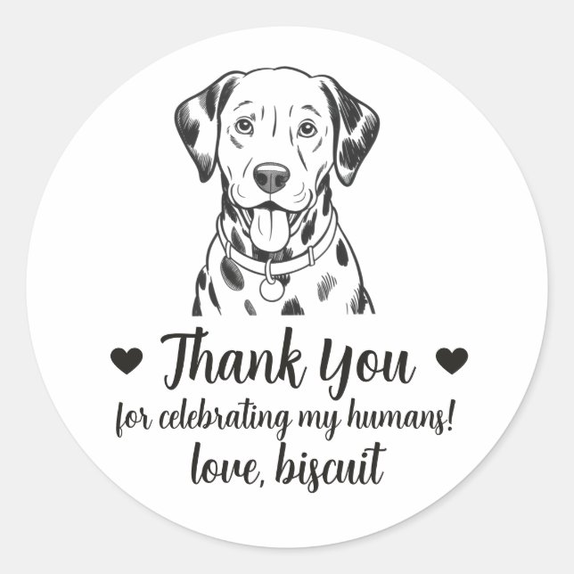 Custom Dalmatian Dog Wedding Favor Stickers (Front)