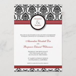 :custom: Damask black/red Wedding Invitation