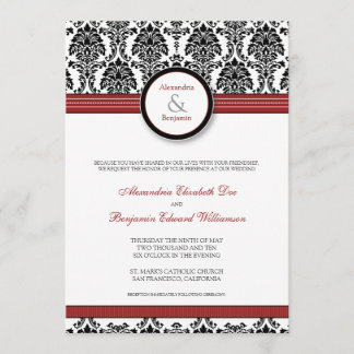 :custom: Damask black/red Wedding Invitation