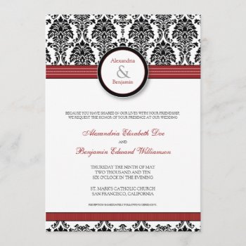 :custom: Damask Black/red Wedding Invitation by TheWeddingShoppe at Zazzle