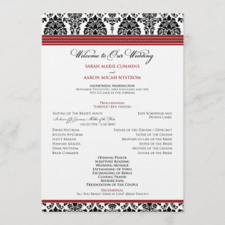 :custom: Damask black/red Wedding Program