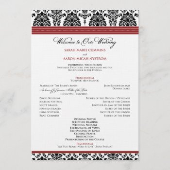 :custom: Damask Black/red Wedding Program by TheWeddingShoppe at Zazzle