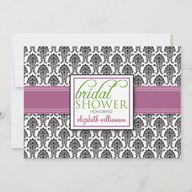 :custom: Damask Bridal Shower Invitation (lilac) (Front)