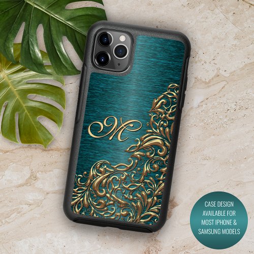 Custom Damask Floral Pattern On Teal Blue Green iPhone 13 Case