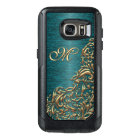Custom Damask Floral Pattern On Teal Blue Green