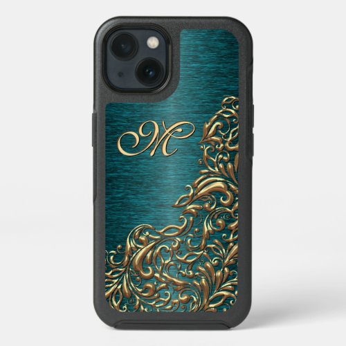 Custom Damask Floral Pattern On Teal Blue Green iPhone 13 Case
