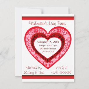 Custom Damask Heart Valentine's Invitation