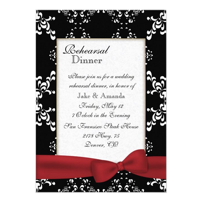 Custom Damask Wedding Rehearsal Dinner Invitation