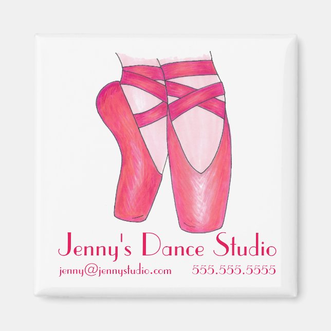 Custom Dance Studio Ballet Shoes Ballerina Magnet (Front)