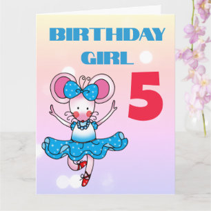 Custom Dancing Mouse 5th Birthday Girl Card