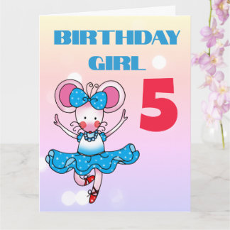 Custom Dancing Mouse 5th Birthday Girl Card