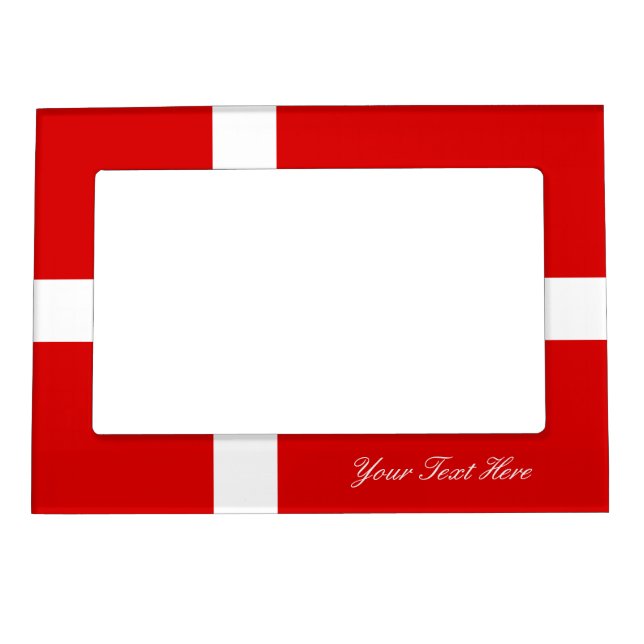 Custom Danish flag of Denmark magnetic photo frame (Front)