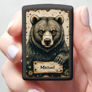 Custom Dark Bear Starry Night Zippo Lighter