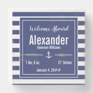 Custom Dark Blue and White Nautical Wooden Box Sign